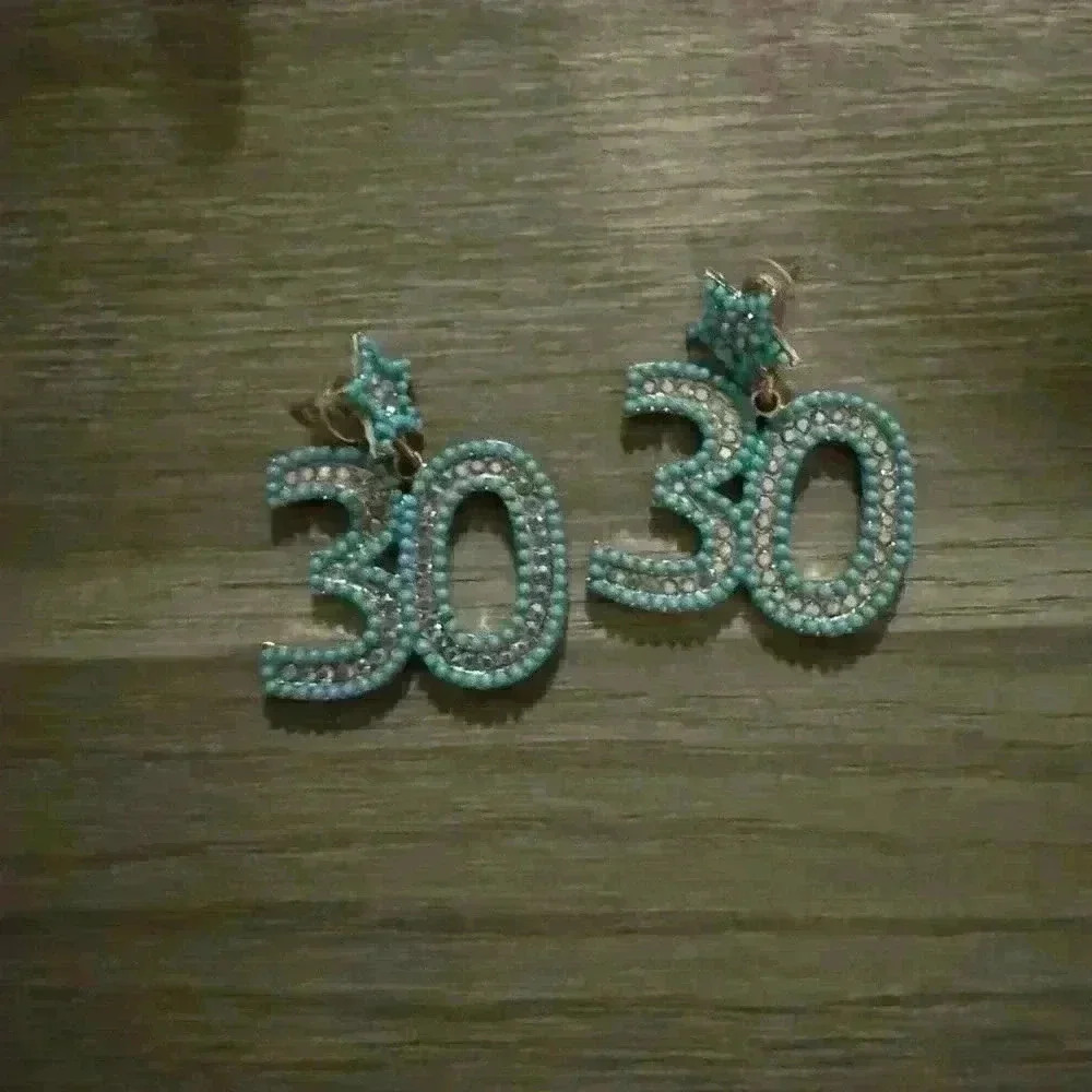 Blue&silver rhinestone earrings - Picture 2 of 2